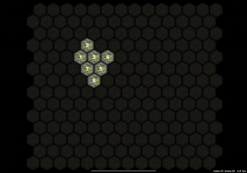 A few of the ~4000 six-hex routes that are generated in around 0.1 seconds