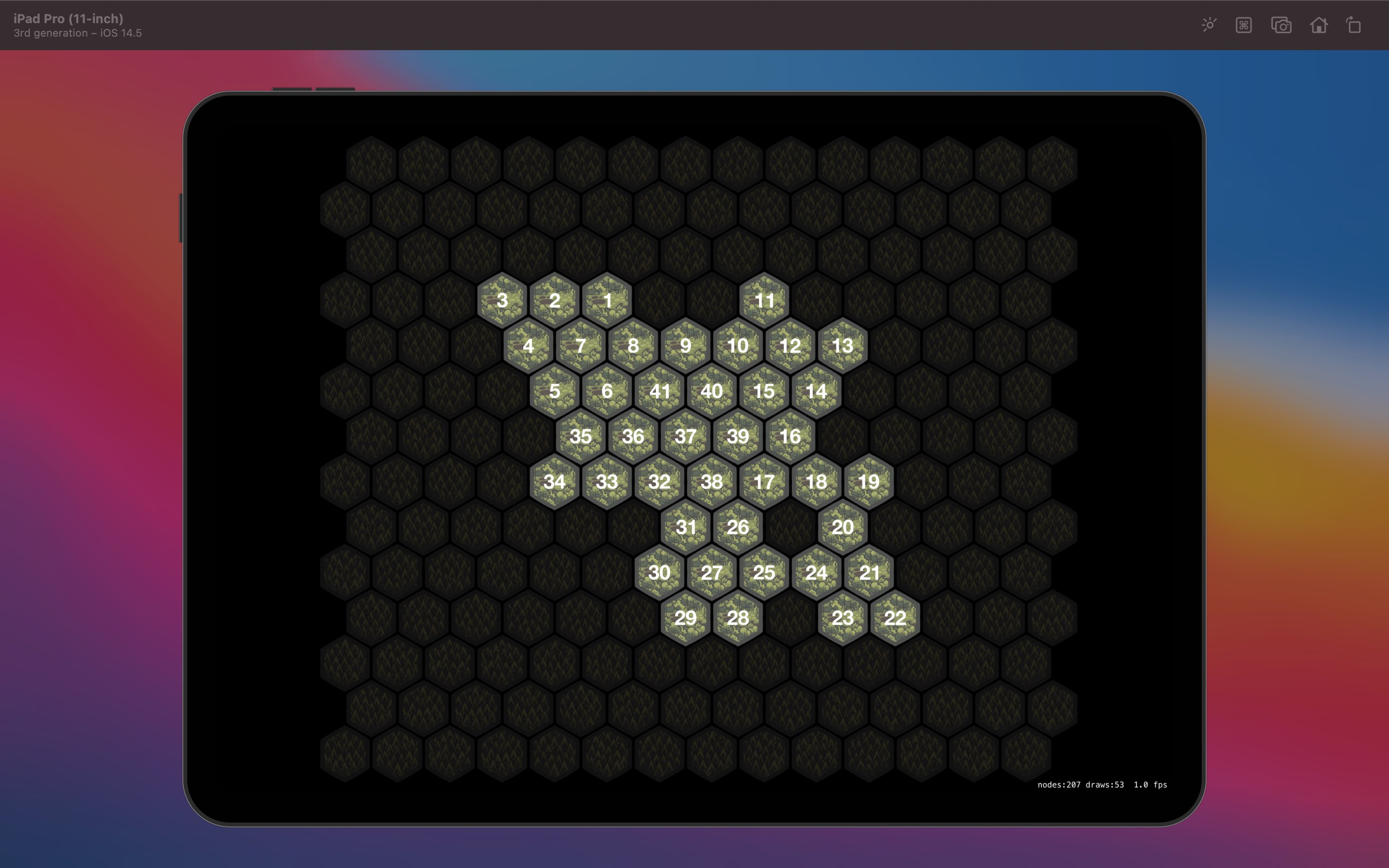 A random forty-hex route generated in 2 milliseconds